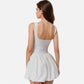 Active Women's Sleeveless Fitted Bodysuit Dress with Bubble Hem Skirt and Scoop Neck