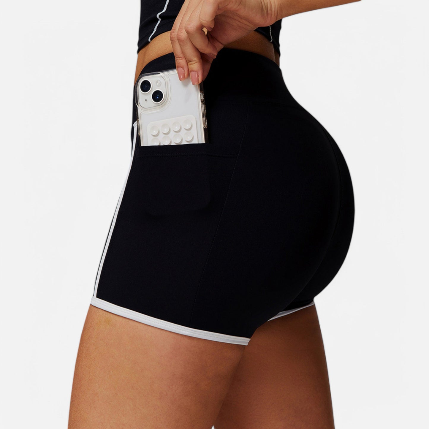 Active Active Women's High Waist Biker Shorts with Contrast Piping and Seamless Stretch Fabric