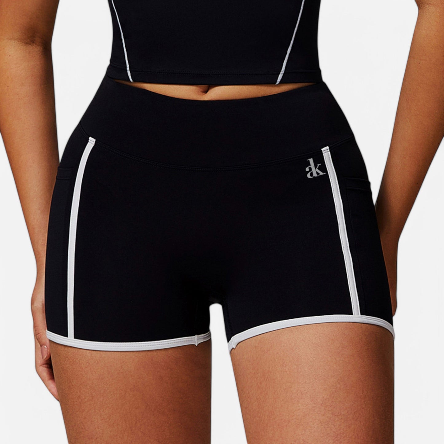 Active Active Women's High Waist Biker Shorts with Contrast Piping and Seamless Stretch Fabric