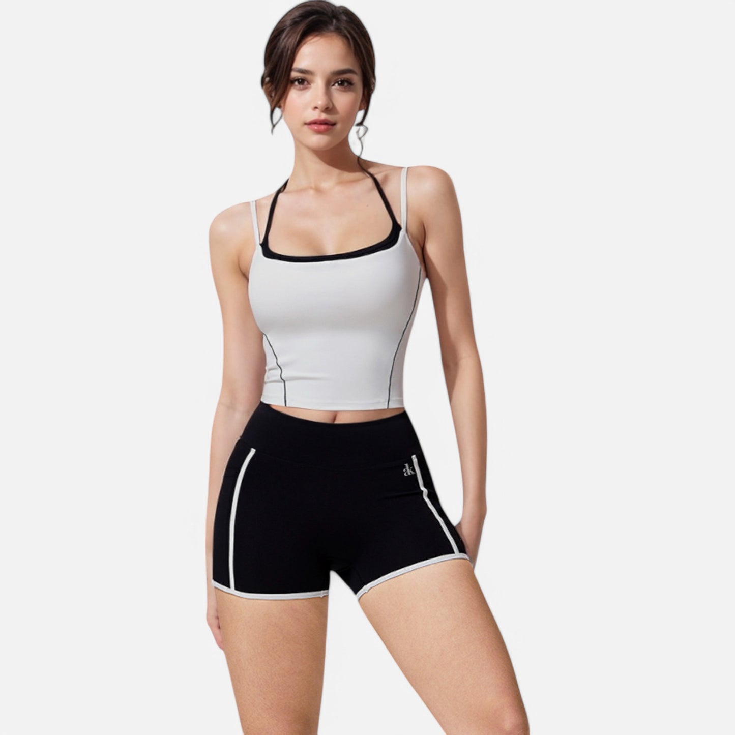 Active Active Women's High Waist Biker Shorts with Contrast Piping and Seamless Stretch Fabric
