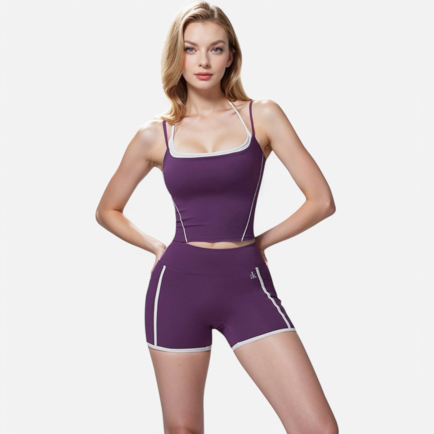 Active Active Women's High Waist Biker Shorts with Contrast Piping and Seamless Stretch Fabric