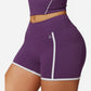 Active Active Women's High Waist Biker Shorts with Contrast Piping and Seamless Stretch Fabric