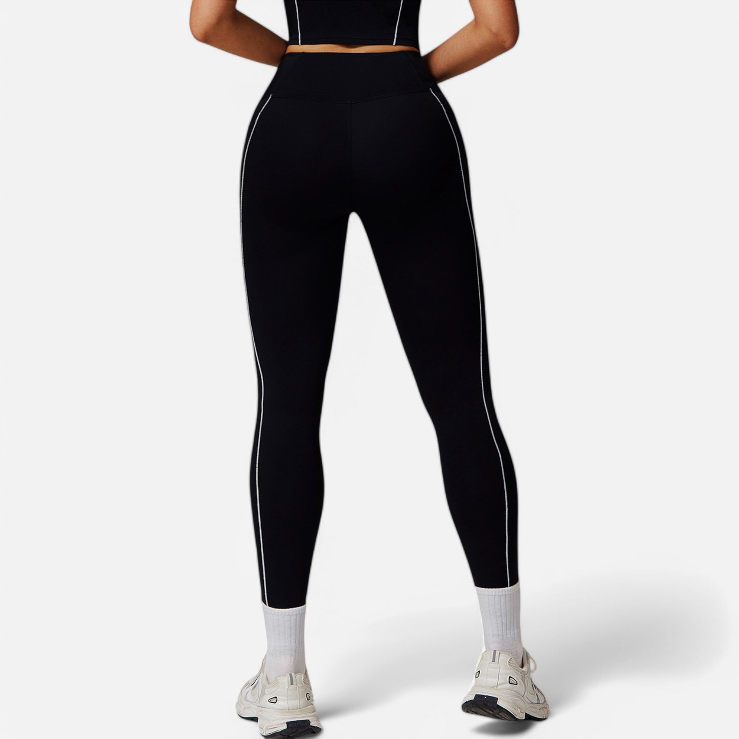 Active Women's High Waist Seam Detail Leggings with Contoured Fit and Stretch Fabric