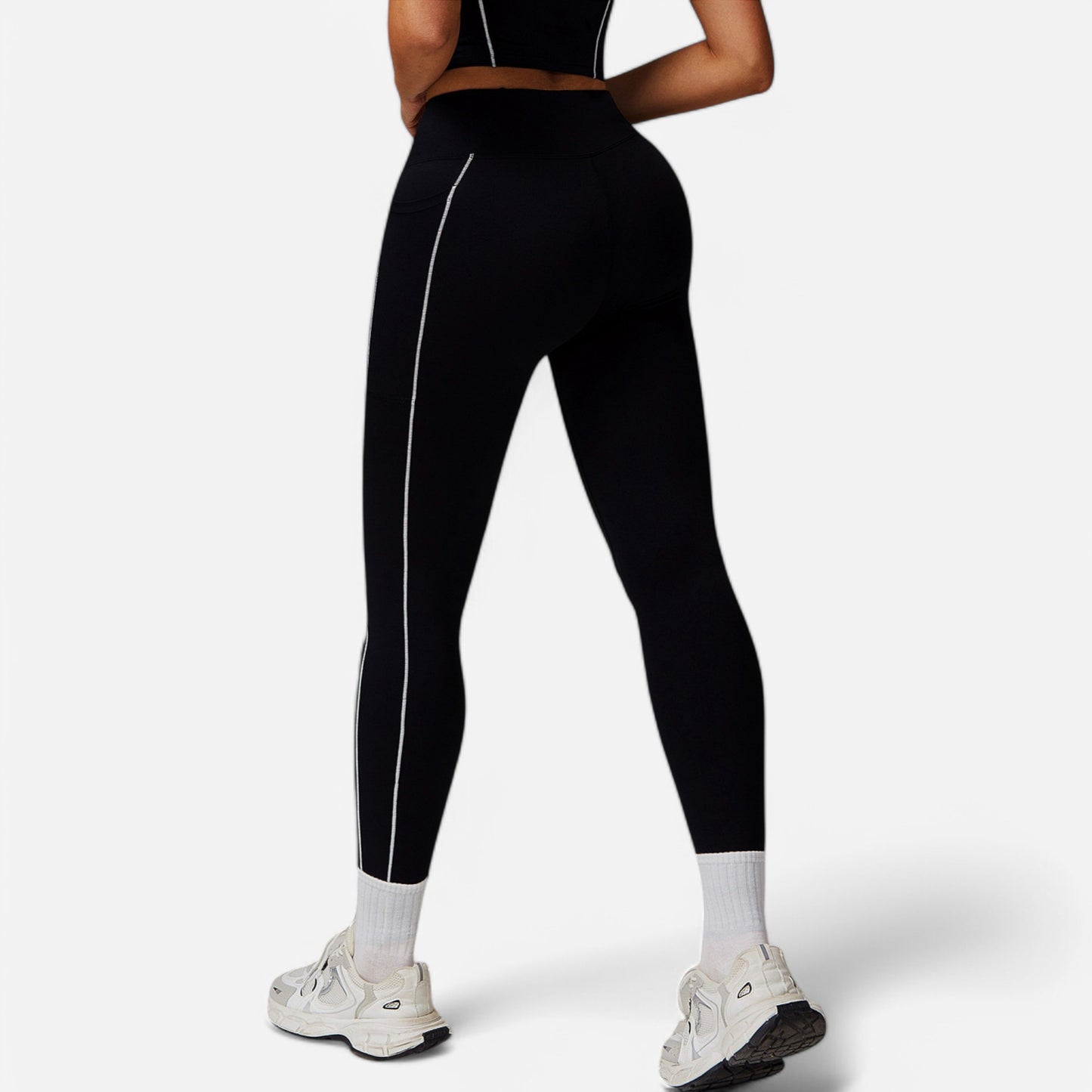 Active Women's High Waist Seam Detail Leggings with Contoured Fit and Stretch Fabric
