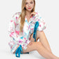 Lounge Women's Holiday Bow Print Pajama Set with Ribbon Tie Details and Button-Up Top