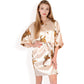Satin Robe with Leopard Print and Tie Waist- Beige,Small
