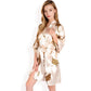 Satin Robe with Leopard Print and Tie Waist- Beige,Small