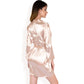 Satin Short Robe with Wrap Tie Closure- Beige,Small