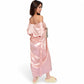 Satin Long Robe and Lace Trim Nightgown Set- Black,Small