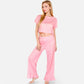Lounge Women's Short Sleeve Lounge Set with Wide Leg Pants and Relaxed Fit