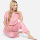 Lounge Women's Short Sleeve Lounge Set with Wide Leg Pants and Relaxed Fit