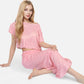 Lounge Women's Short Sleeve Lounge Set with Wide Leg Pants and Relaxed Fit