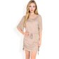 Off-Shoulder Batwing Sleeve Drawstring Ruched Mini Dress