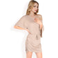 Off-Shoulder Batwing Sleeve Drawstring Ruched Mini Dress