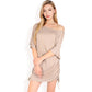 Off-Shoulder Batwing Sleeve Drawstring Ruched Mini Dress