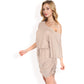 Off-Shoulder Batwing Sleeve Drawstring Ruched Mini Dress