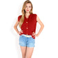 Sleeveless Knit Cardigan Vest with Button Front and Pocket Detail