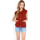 Sleeveless Knit Cardigan Vest with Button Front and Pocket Detail