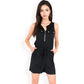 Sleeveless Zip Front Romper with Pocket Details and Elastic Waist