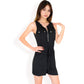 Sleeveless Zip Front Romper with Pocket Details and Elastic Waist