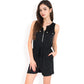 Sleeveless Zip Front Romper with Pocket Details and Elastic Waist