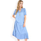 Puff Sleeve Tiered Midi Dress with Button Front Detail and Smocked Cuffs