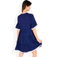 Tiered Mini Dress with Button Front Flutter Sleeves Contrast Trim Details