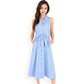 Sleeveless Button-Down Midi Dress with Waist Tie and Collared Neckline