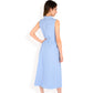 Sleeveless Button-Down Midi Dress with Waist Tie and Collared Neckline