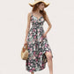 Women's Sleeveless Floral Print Maxi Dress with Adjustable Spaghetti Straps and V-Neckline