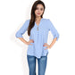 V-Neck Blouse with Button Accents and Roll-Up Sleeves
