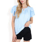 Flutter Sleeve Top with Keyhole Neckline and Lightweight Textured Fabric