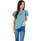 Flutter Sleeve Top with Keyhole Neckline and Lightweight Textured Fabric