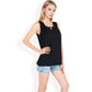 Sleeveless Keyhole Top with Pleated Front Detail and Lightweight Textured Fabric