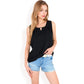Sleeveless Keyhole Top with Pleated Front Detail and Lightweight Textured Fabric