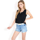 Sleeveless Keyhole Top with Pleated Front Detail and Lightweight Textured Fabric