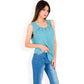 Sleeveless Keyhole Top with Pleated Front Detail and Lightweight Textured Fabric