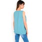 Sleeveless Keyhole Top with Pleated Front Detail and Lightweight Textured Fabric