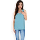 Sleeveless Keyhole Top with Pleated Front Detail and Lightweight Textured Fabric