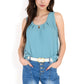 Sleeveless Keyhole Top with Pleated Front Detail and Lightweight Textured Fabric