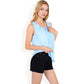 Sleeveless Keyhole Top with Pleated Front Detail and Lightweight Textured Fabric