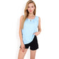 Sleeveless Keyhole Top with Pleated Front Detail and Lightweight Textured Fabric