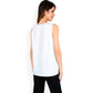 Sleeveless Keyhole Top with Pleated Front Detail and Lightweight Textured Fabric