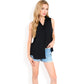 Sleeveless Button-Down Collared Top with Lightweight Textured Fabric and Classic Design