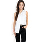 Sleeveless Button-Down Collared Top with Lightweight Textured Fabric and Classic Design