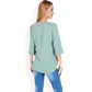 Split Sleeve V-Neck Blouse with Crochet Detail