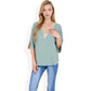 Split Sleeve V-Neck Blouse with Crochet Detail