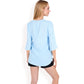 Split Sleeve V-Neck Blouse with Crochet Detail