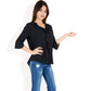 Ruffle Front Blouse with 3/4 Split Sleeves