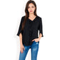 Ruffle Front Blouse with 3/4 Split Sleeves